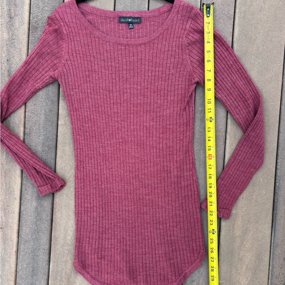 Derek Heart Ribbed Knit TUNIC Top in dark salmon